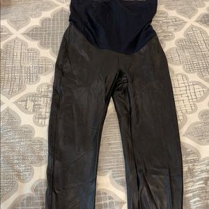 Spanx maternity faux leather leggings